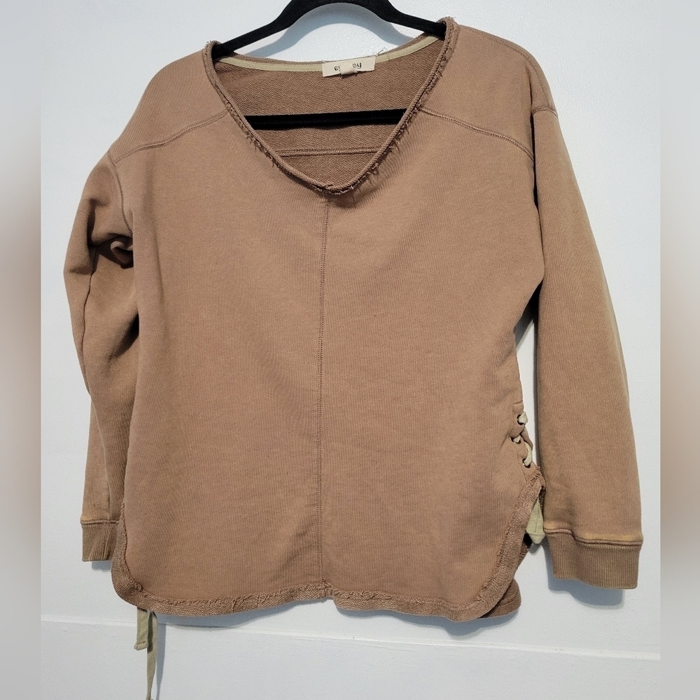 Sydney V-neck Sweatshirt Pullover Brown Size Small